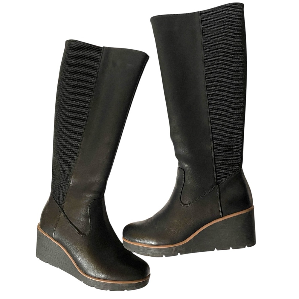 Naturalizer Black Knee-High Wedge Boots